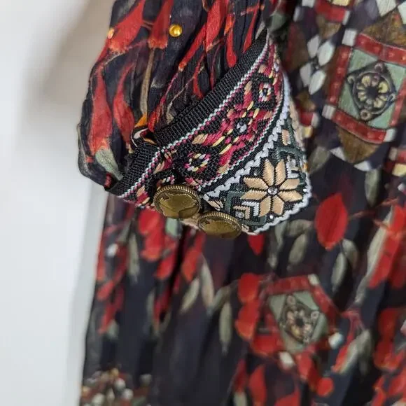 Camilla Long Gathered Panel Maxi Dress Paved In Paisley Size XS Preowned - Picture 9 of 16